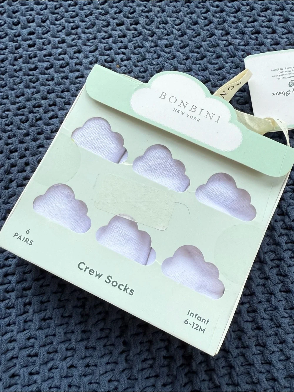 NWT Bonbini New York Infant Crew Socks 6 Pack 6 - 12 months Baby Shower Gift
